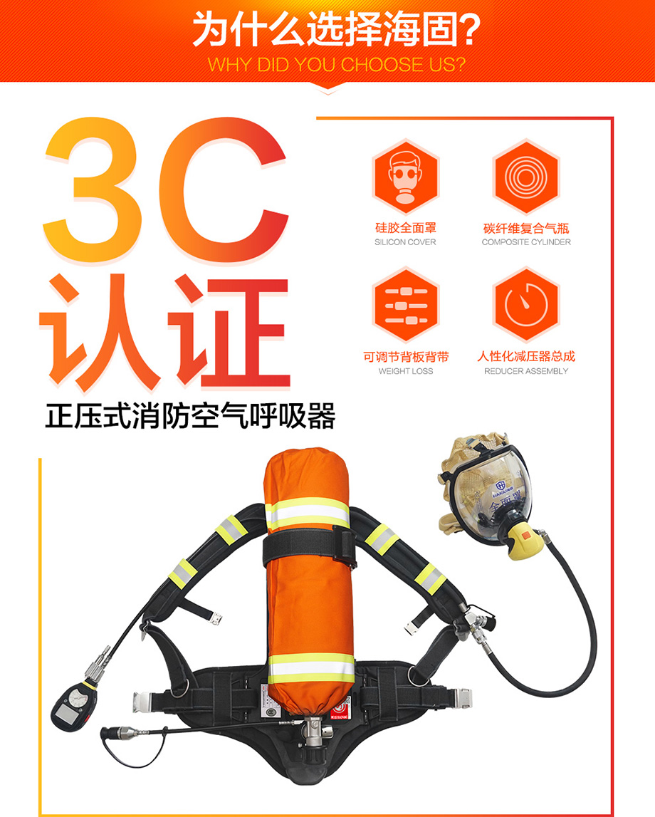 3C认证!海固RHZK9C 正压式消防空气呼吸器 工业GA快充套装